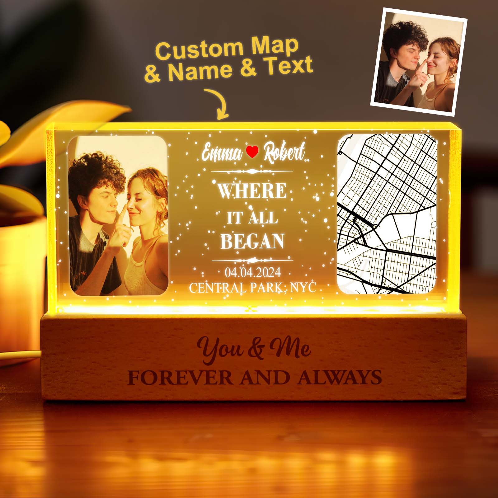Personalized Where It All Began Night Light Custom Photo Light Gift for Lover - soufeelmy