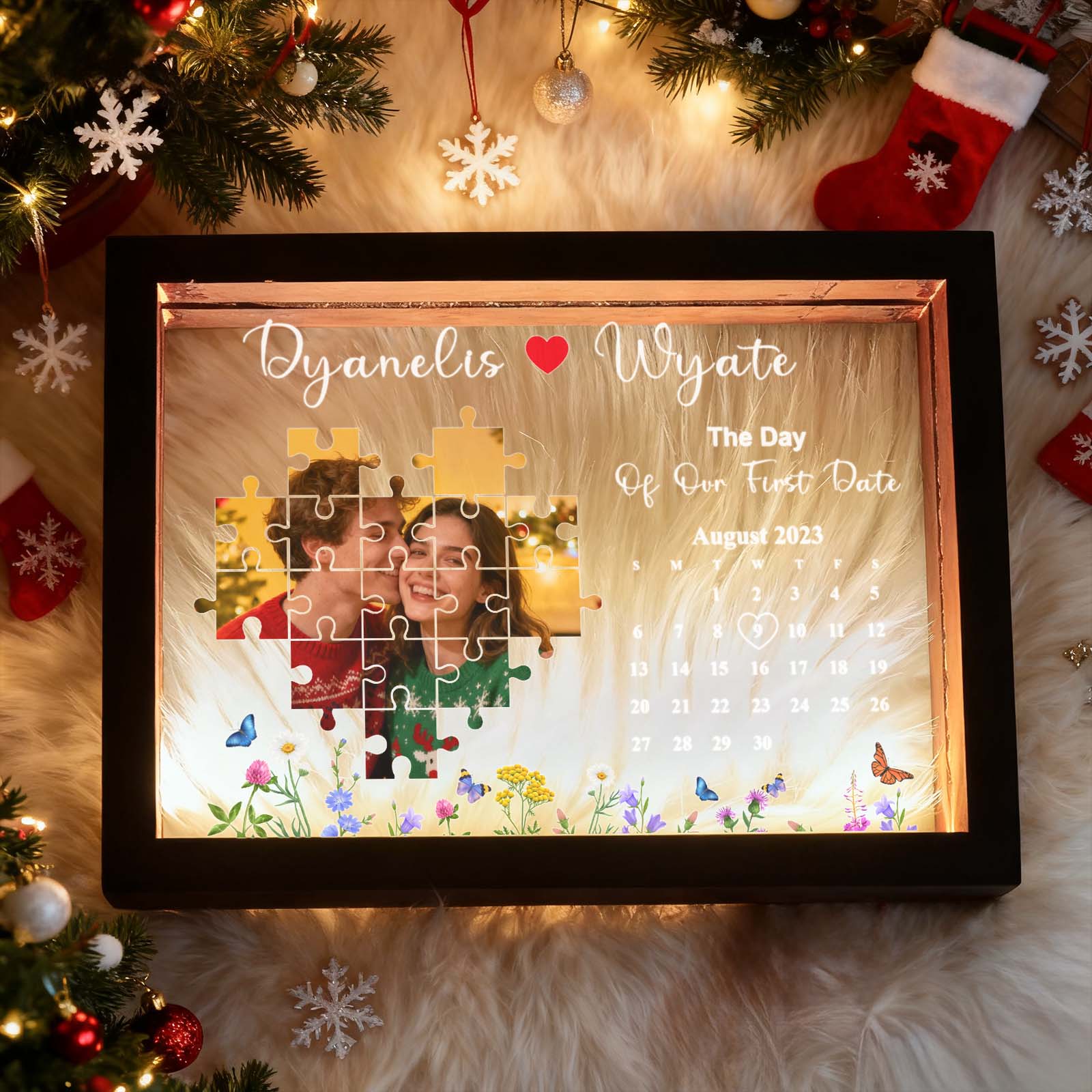 The Day I Found My Missing Piece Light Frame Personalized Christmas Gifts - soufeelmy
