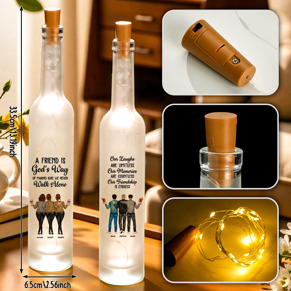 Friend We Never Walk Alone Personalized Bottle Lamp - soufeelmy