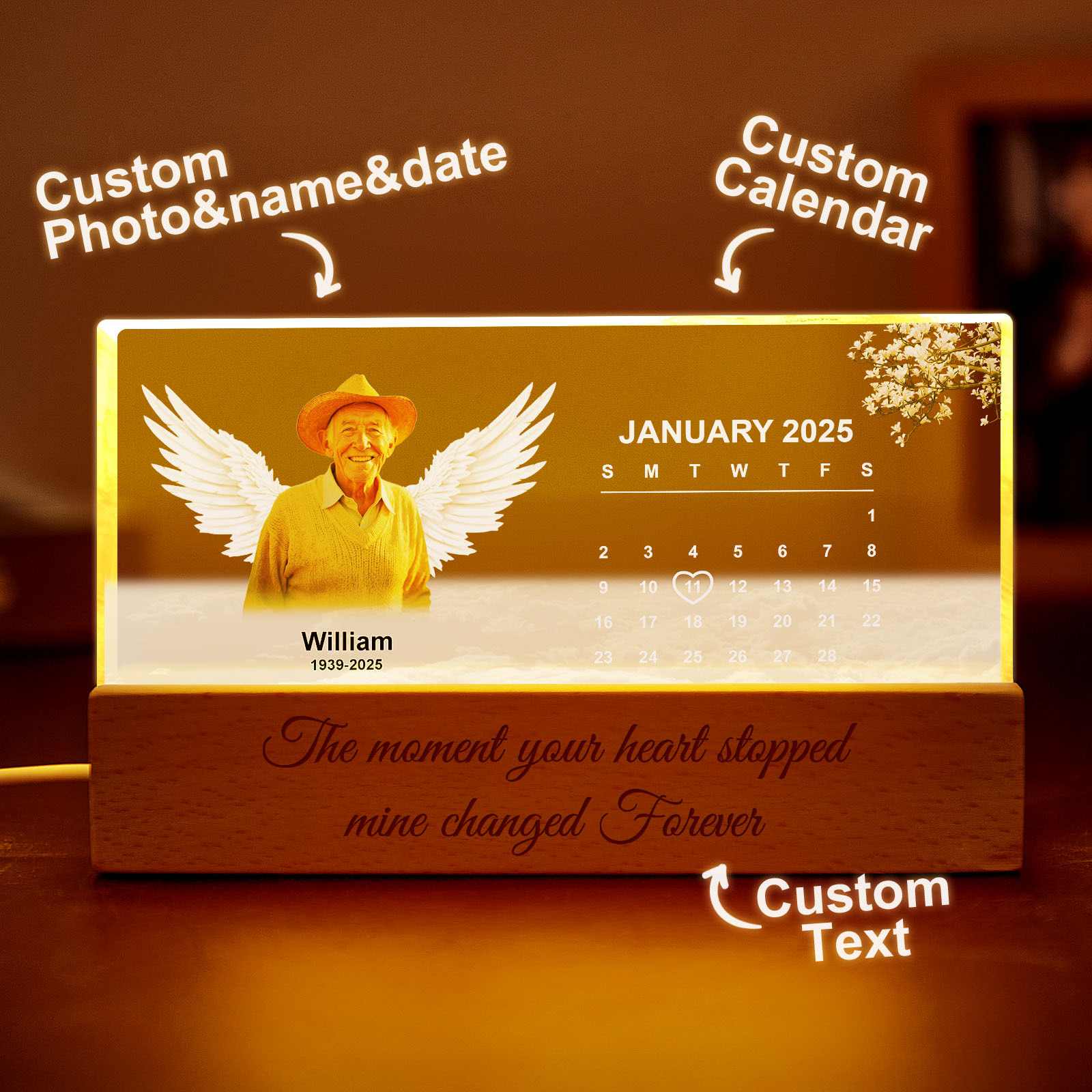 Cherished Memory of A Loved One Personalized Photo LED Night Light A Heartfelt Gift - soufeelmy