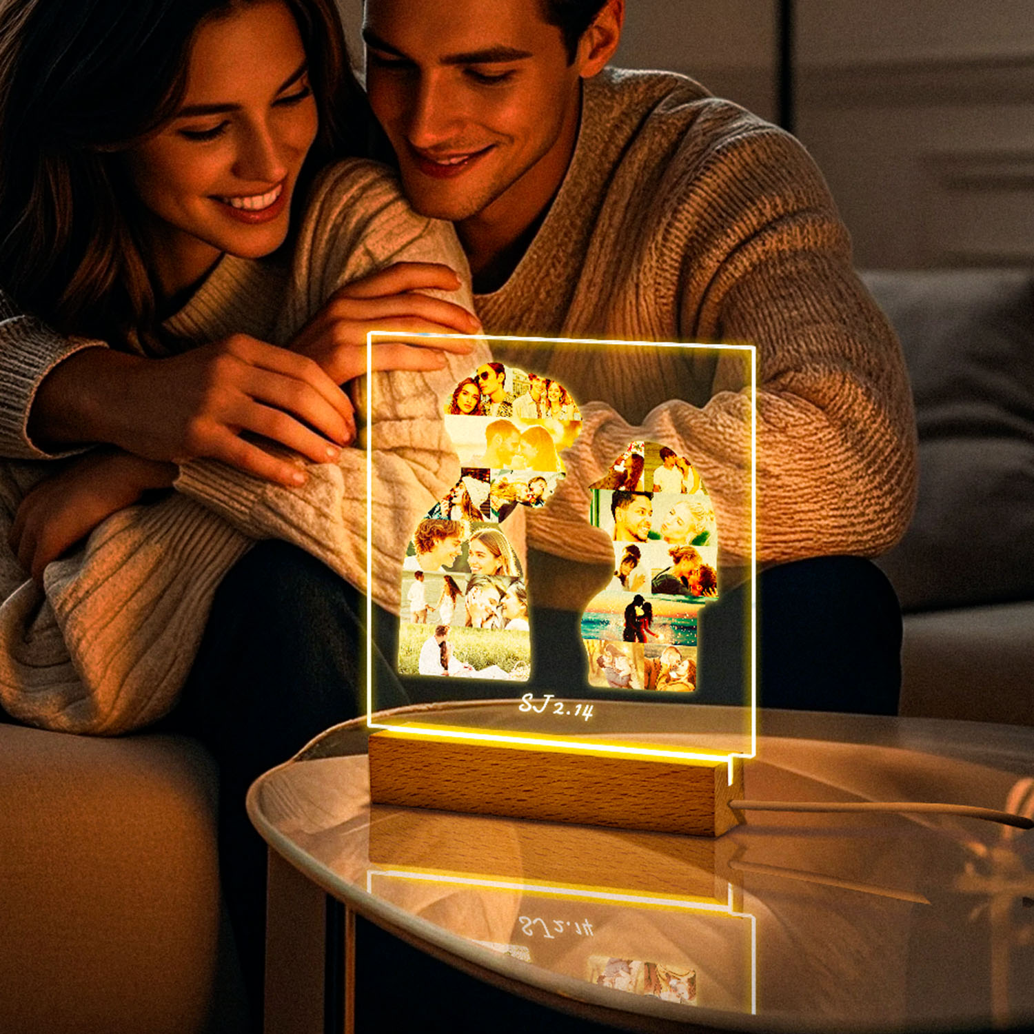 Custom Photo Silhouette Light Frame Display Anniversary Gift Couple Gift - soufeelmy