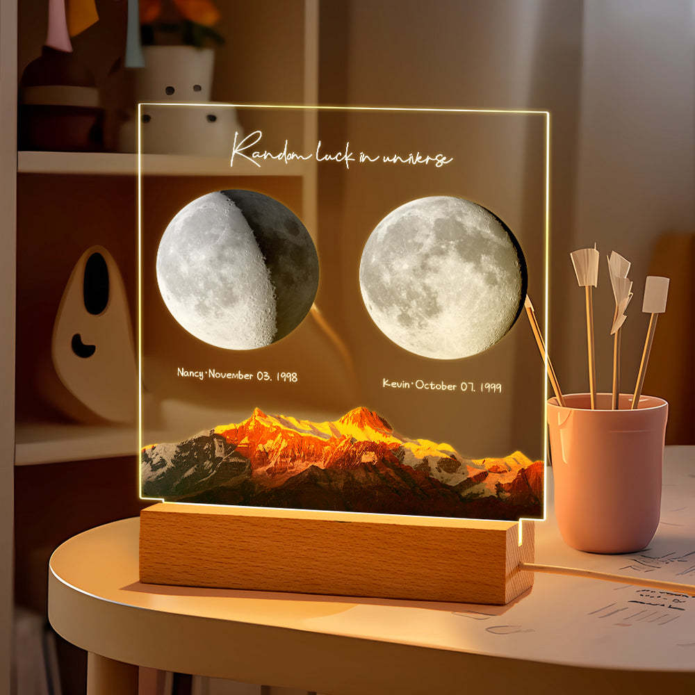 Custom Birth Moon Night Light Personalized Moon Phases LED Light for Birthday Anniversary Gifts - soufeelmy