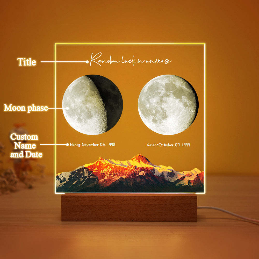 Custom Birth Moon Night Light Personalized Moon Phases LED Light for Birthday Anniversary Gifts - soufeelmy