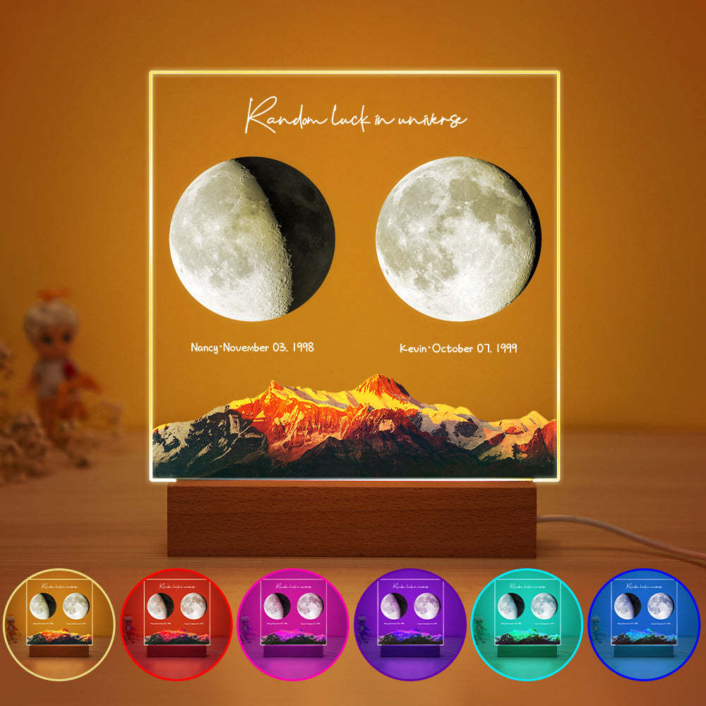 Custom Birth Moon Night Light Personalized Moon Phases LED Light for Birthday Anniversary Gifts - soufeelmy