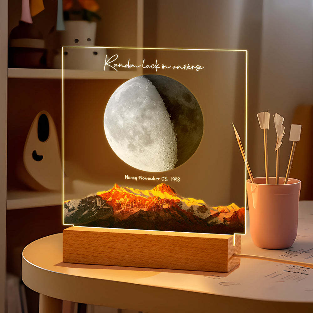 Custom Birth Moon Night Light Personalized Moon Phases LED Light for Birthday Anniversary Gifts - soufeelmy