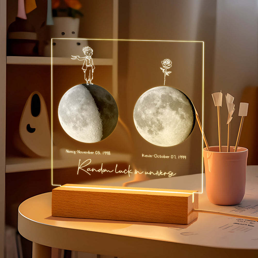 Custom Birth Moon Night Light Personalized Moon Phases LED Light for Birthday Anniversary Gifts - soufeelmy