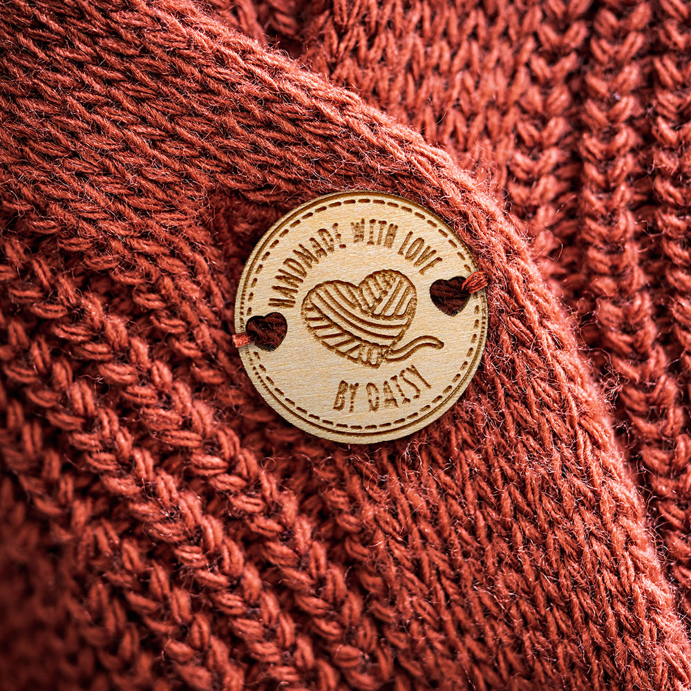 Personalized Handmade with Love Wooden Buttons Set of 15 Clothing Labels Gift for Mother Grandma Knitting Crocheting Lovers - soufeelmy