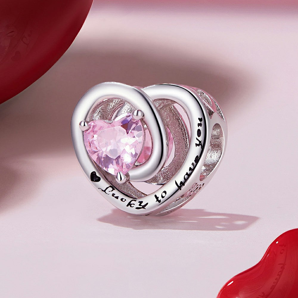 lucky to have you pink heart charm 925 sterling silver xs1955