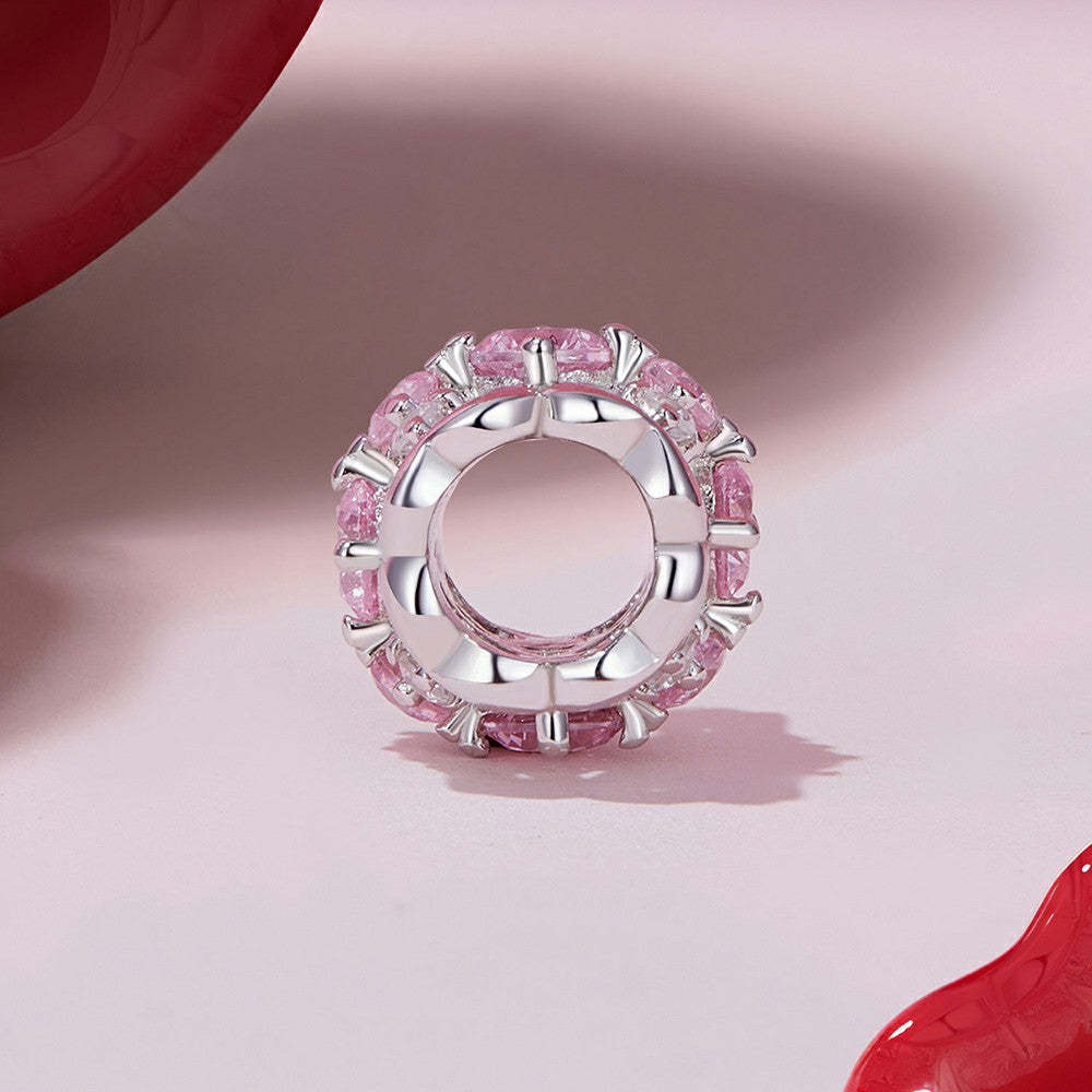heart waist pink diamond charm 925 sterling silver xs1957