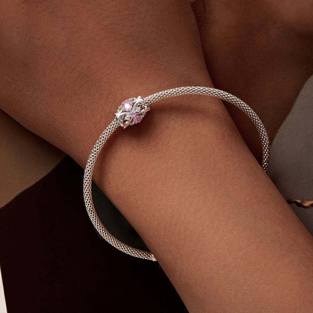 heart waist pink diamond charm 925 sterling silver xs1957
