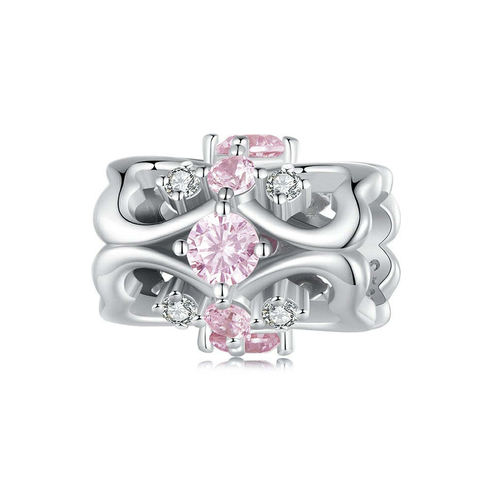 heart waist pink diamond charm 925 sterling silver xs1957