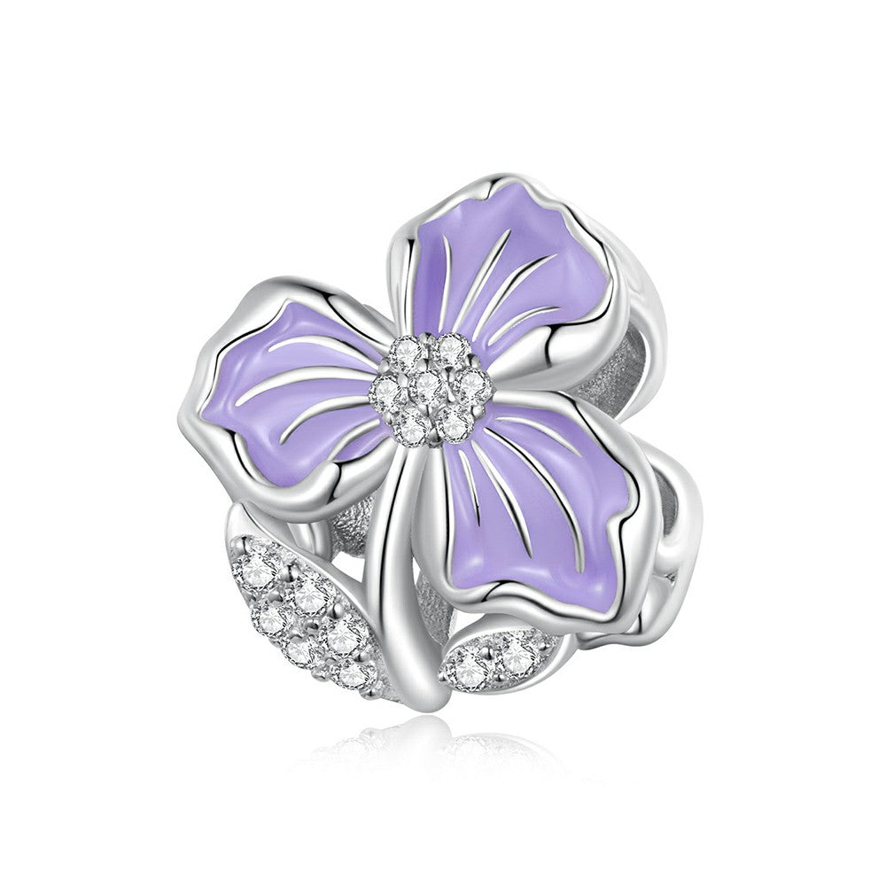 purple flower charm 925 sterling silver xs1973