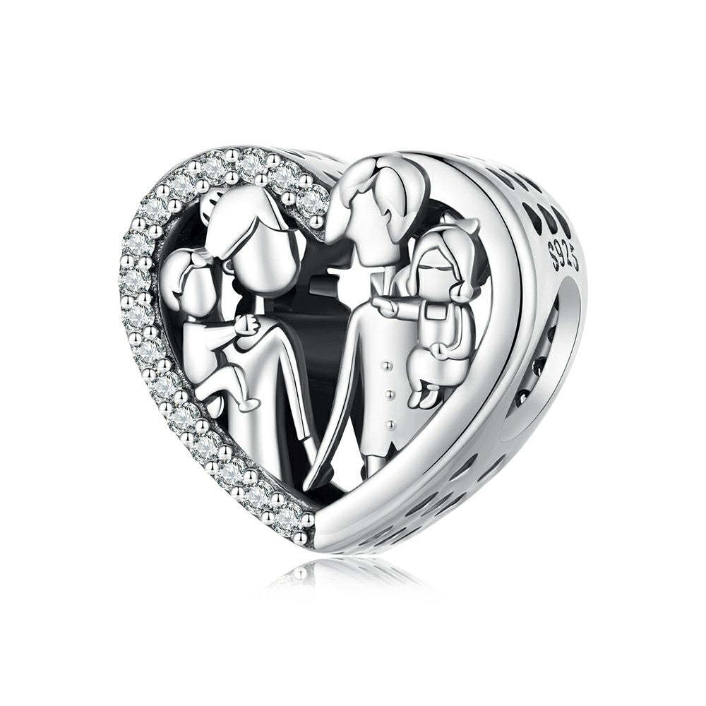 happy family heart charm 925 sterling silver xs1991