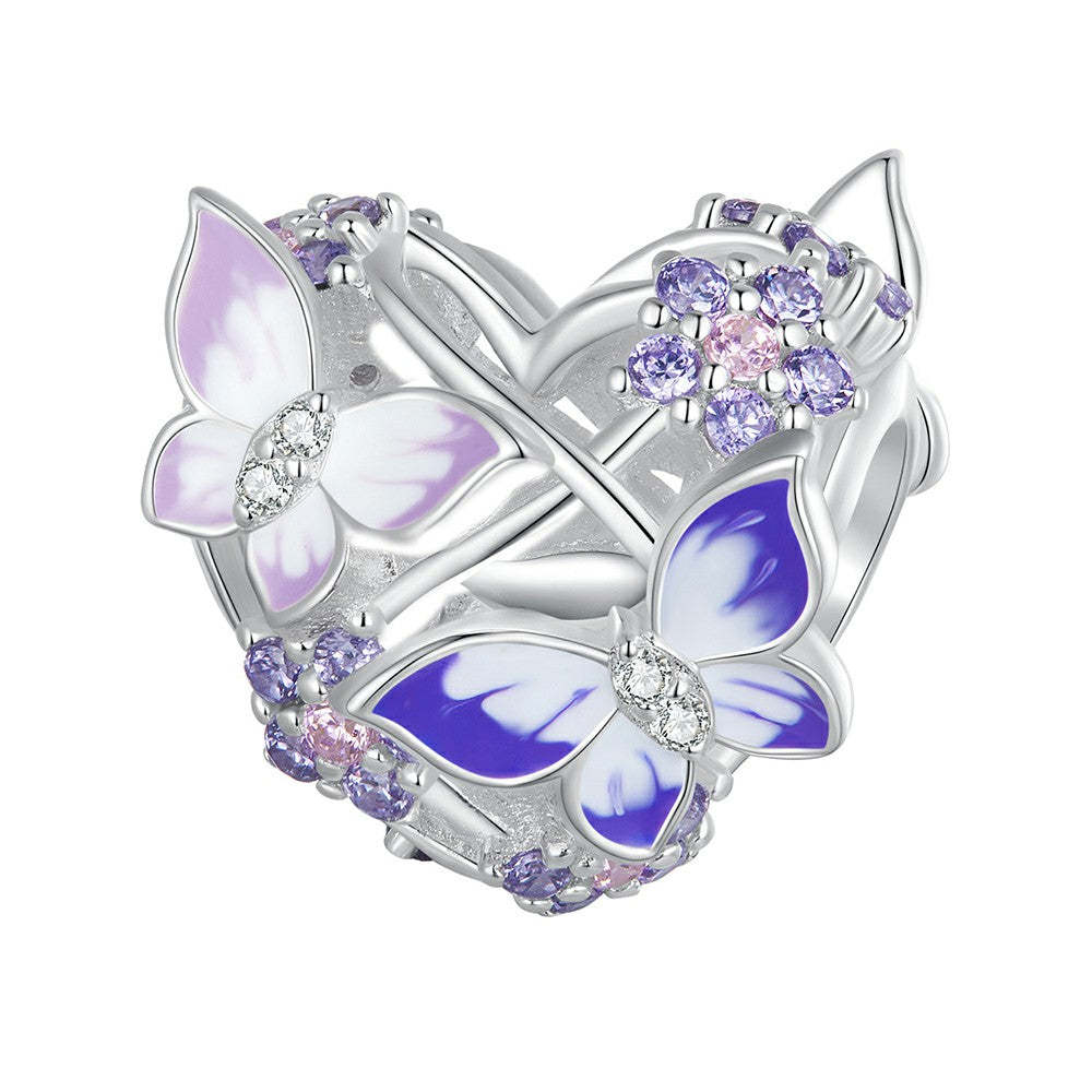 heart shaped butterfly charm 925 sterling silver xs2008