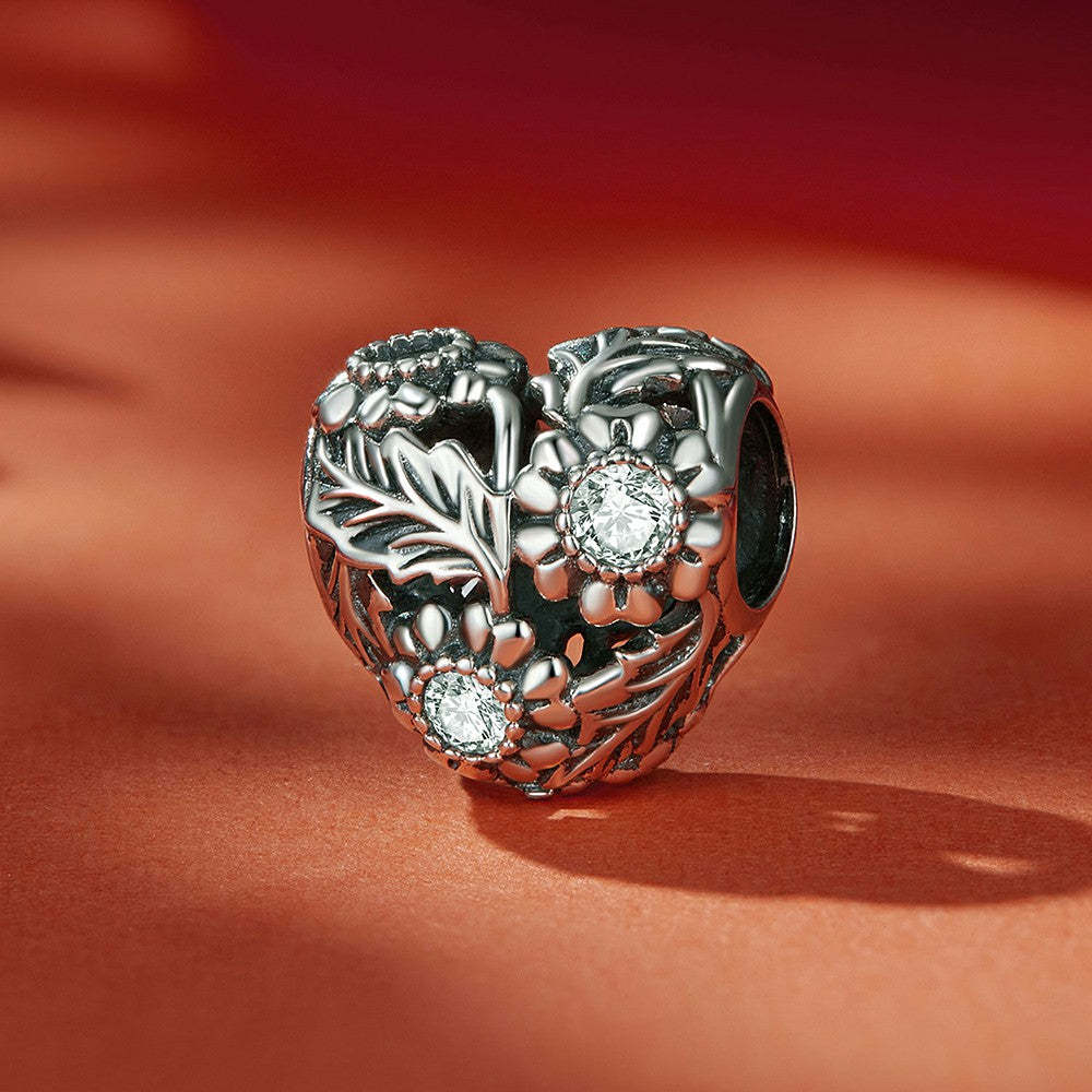 vintage vines heart charm 925 sterling silver xs2018