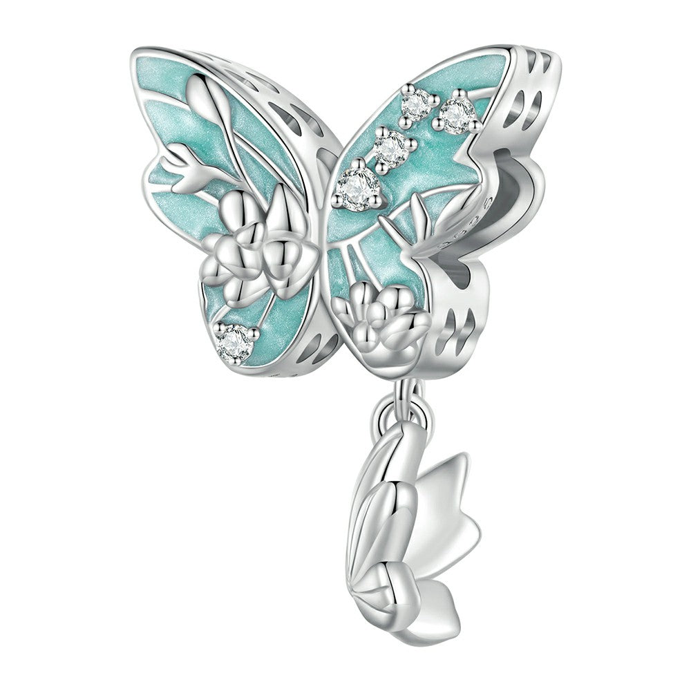 flower butterfly charm 925 sterling silver xs2066
