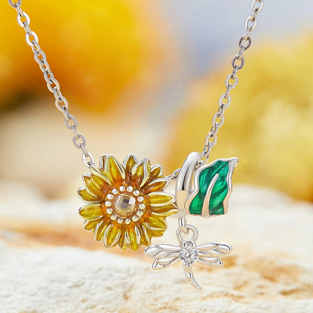 sunflower deign yellow charm 925 sterling silver mothers day gifts xs2067