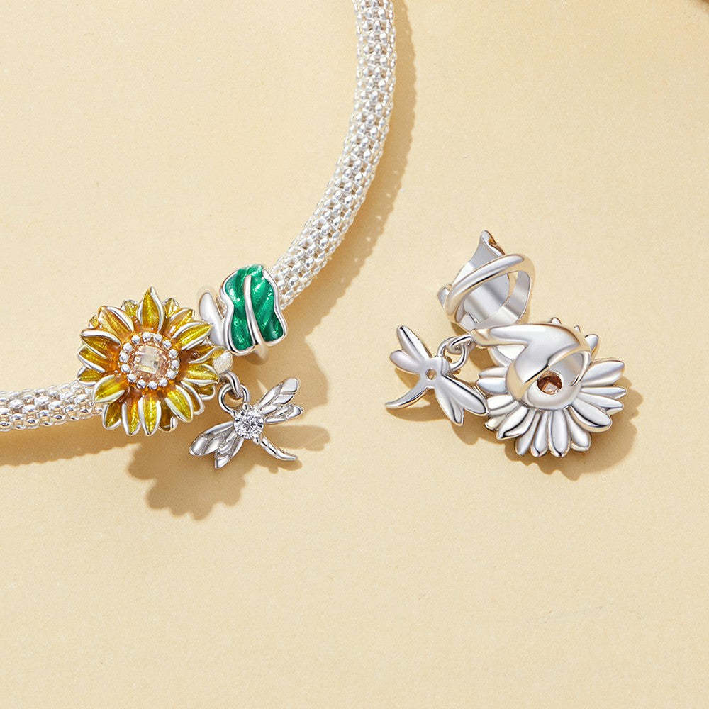 sunflower deign yellow charm 925 sterling silver mothers day gifts xs2067