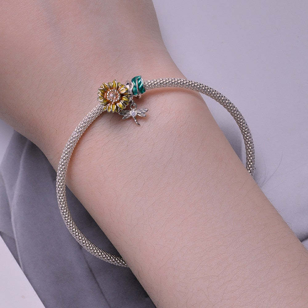 sunflower deign yellow charm 925 sterling silver mothers day gifts xs2067
