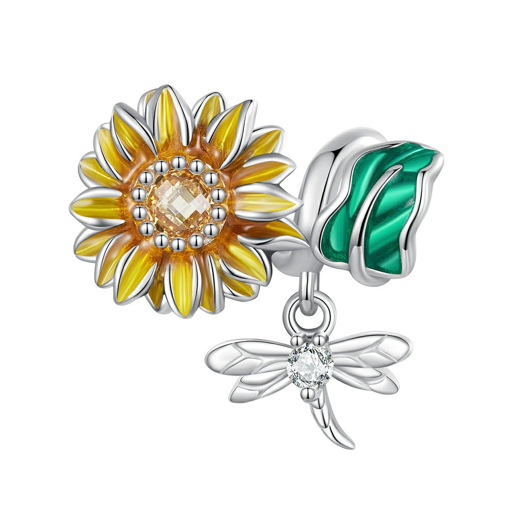 sunflower deign yellow charm 925 sterling silver mothers day gifts xs2067