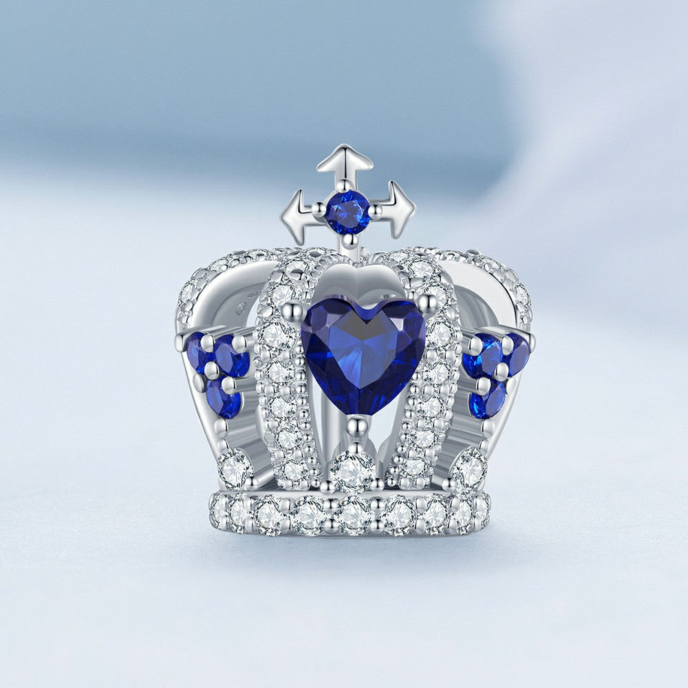crown blue zircon charm 925 sterling silver xs2071