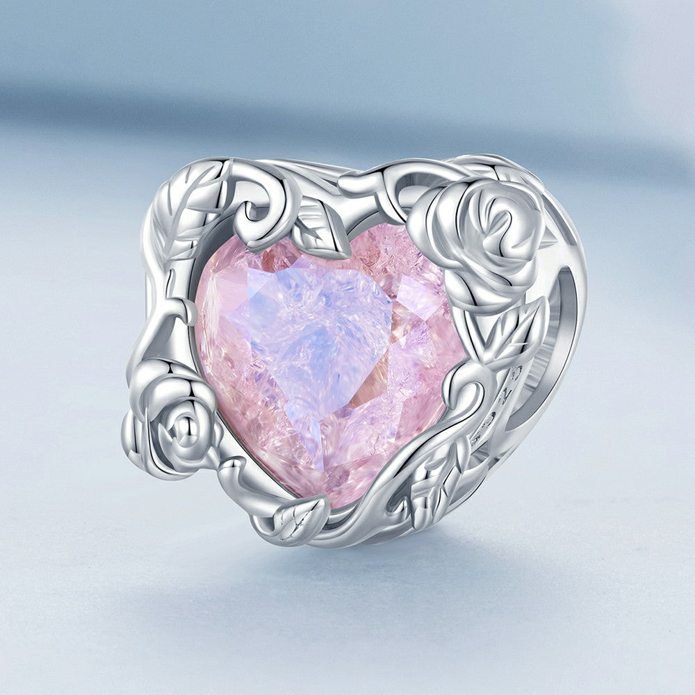 crystal rose pink charm 925 sterling silver xs2072
