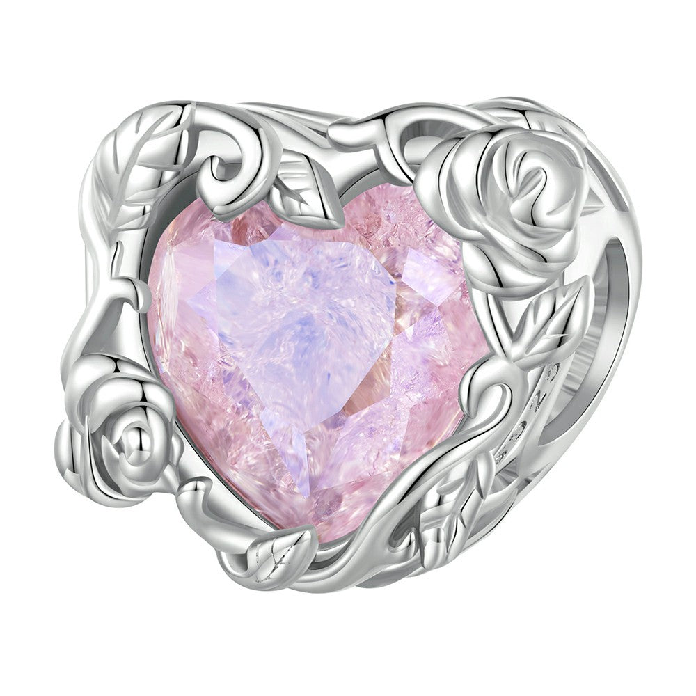 crystal rose pink charm 925 sterling silver xs2072