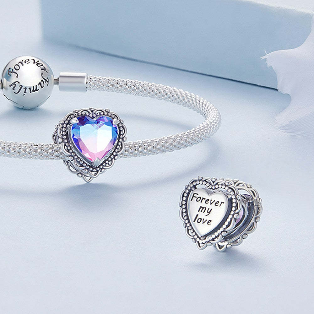 heart gradient colorful charm 925 sterling silver xs2081