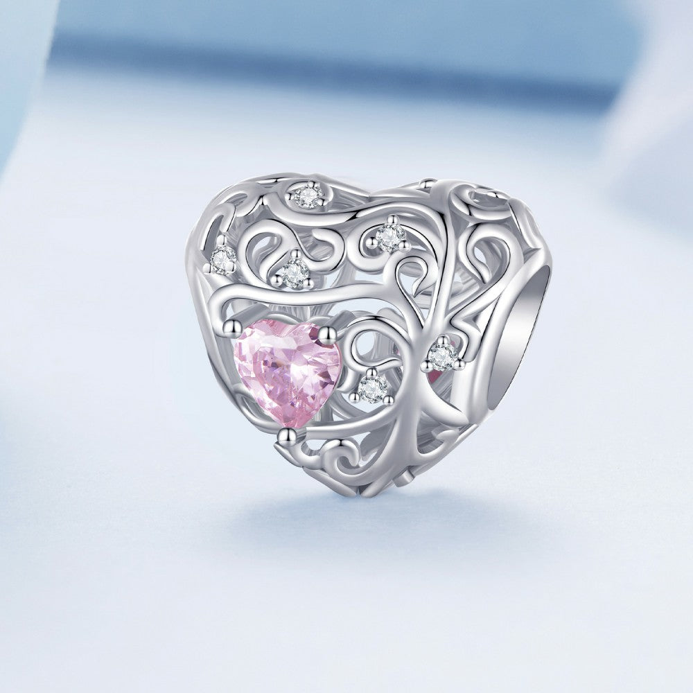 life tree pink zircon charm 925 sterling silver xs2103