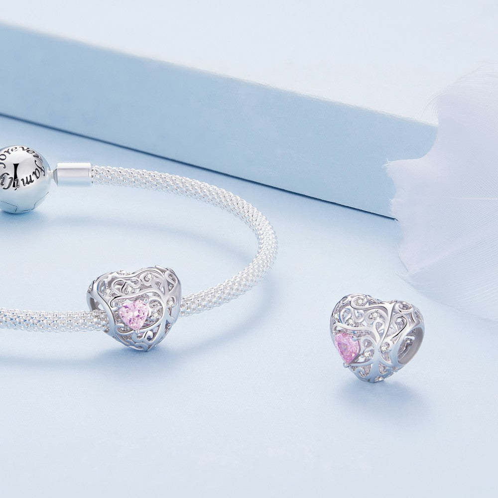 life tree pink zircon charm 925 sterling silver xs2103