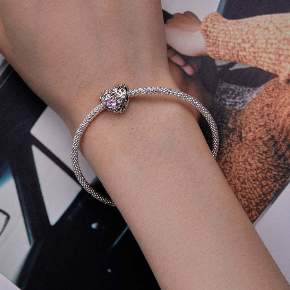 life tree pink zircon charm 925 sterling silver xs2103