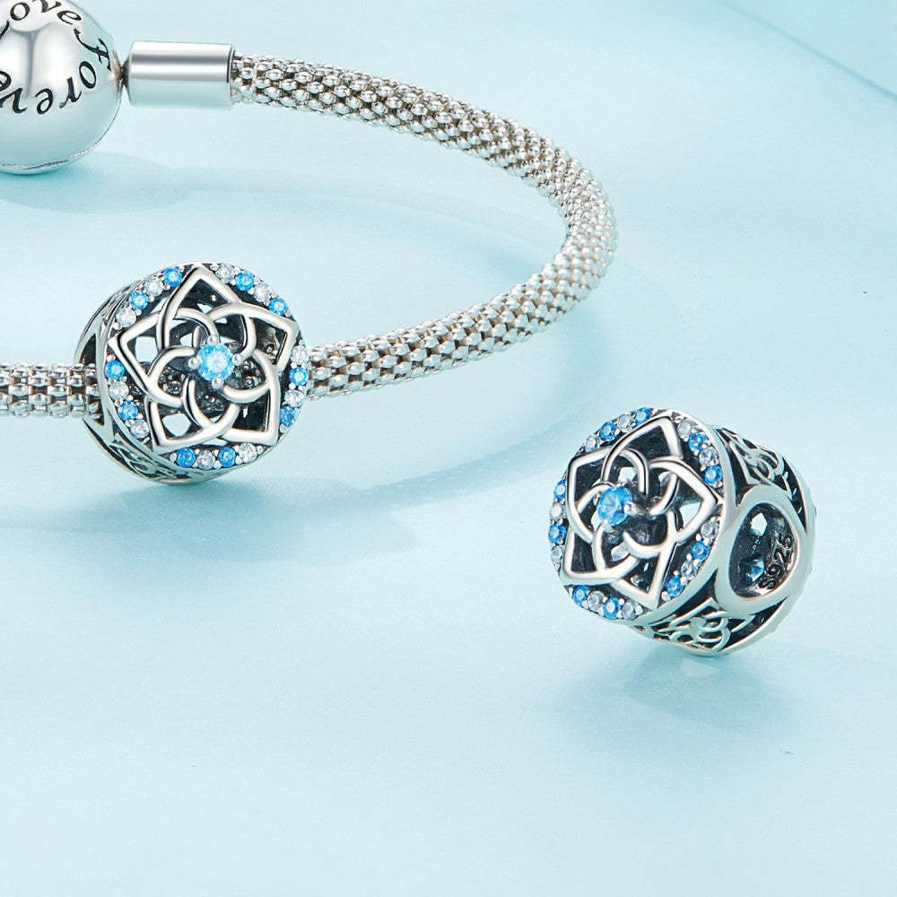 hollow flowers blue zircon decor charm 925 sterling silver xs2121