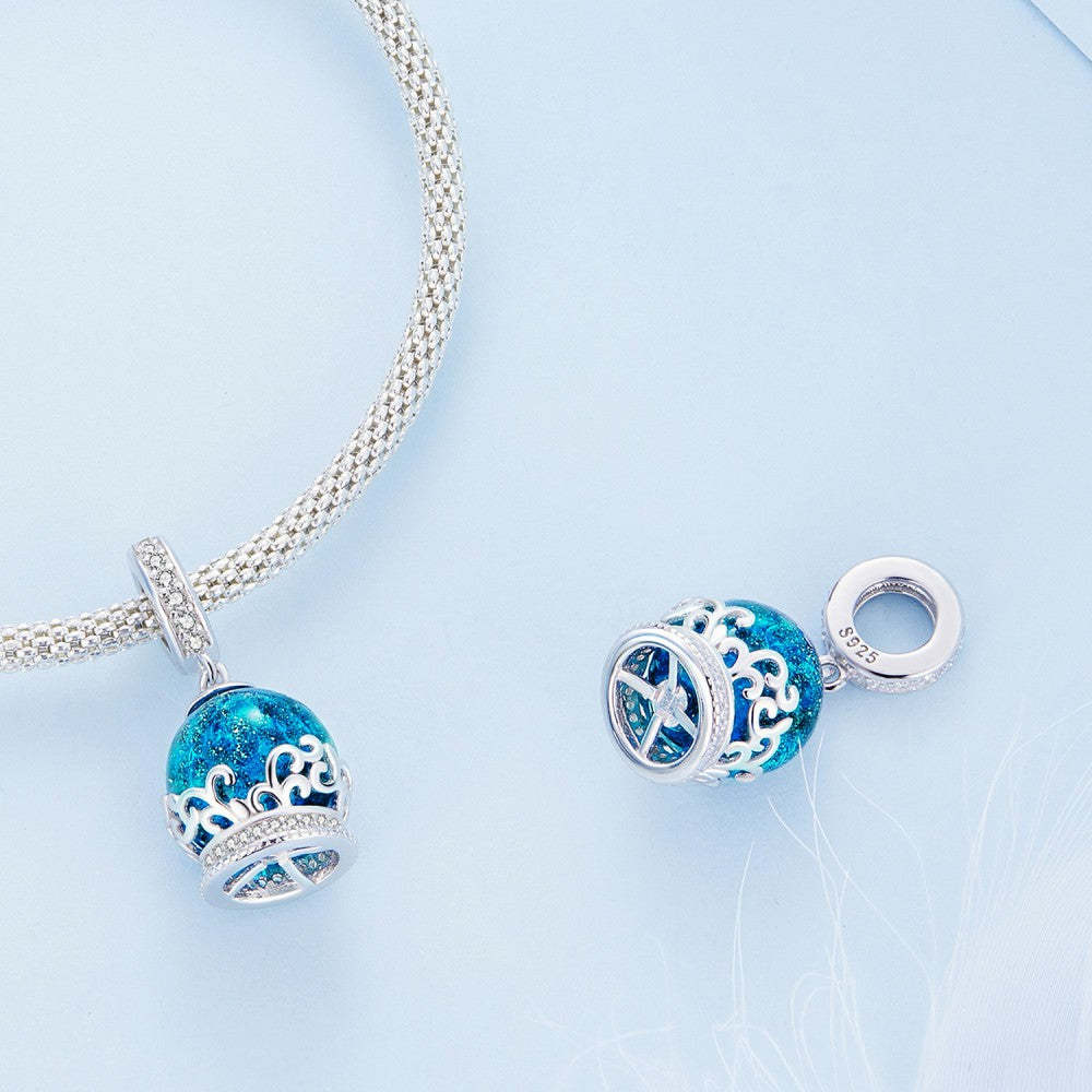 crystal ball blue charm 925 sterling silver xs2139