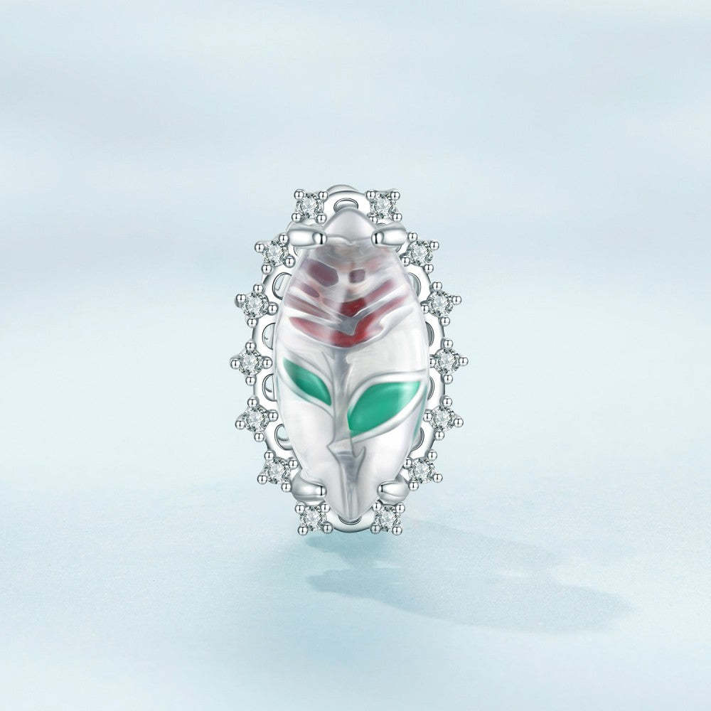 red rose geen leaf charm 925 sterling silver xs2143