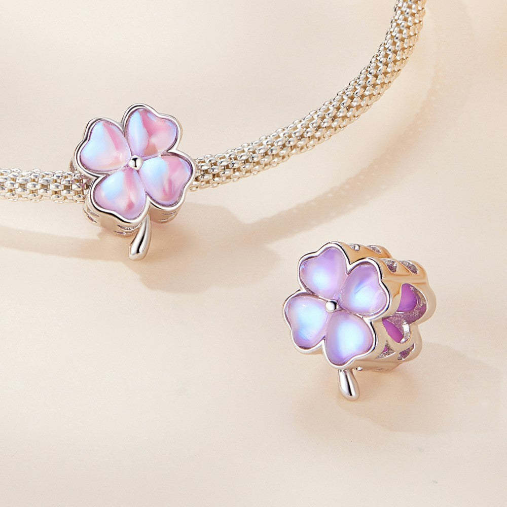 four leaf clover purple charm 925 sterling silver xs2151