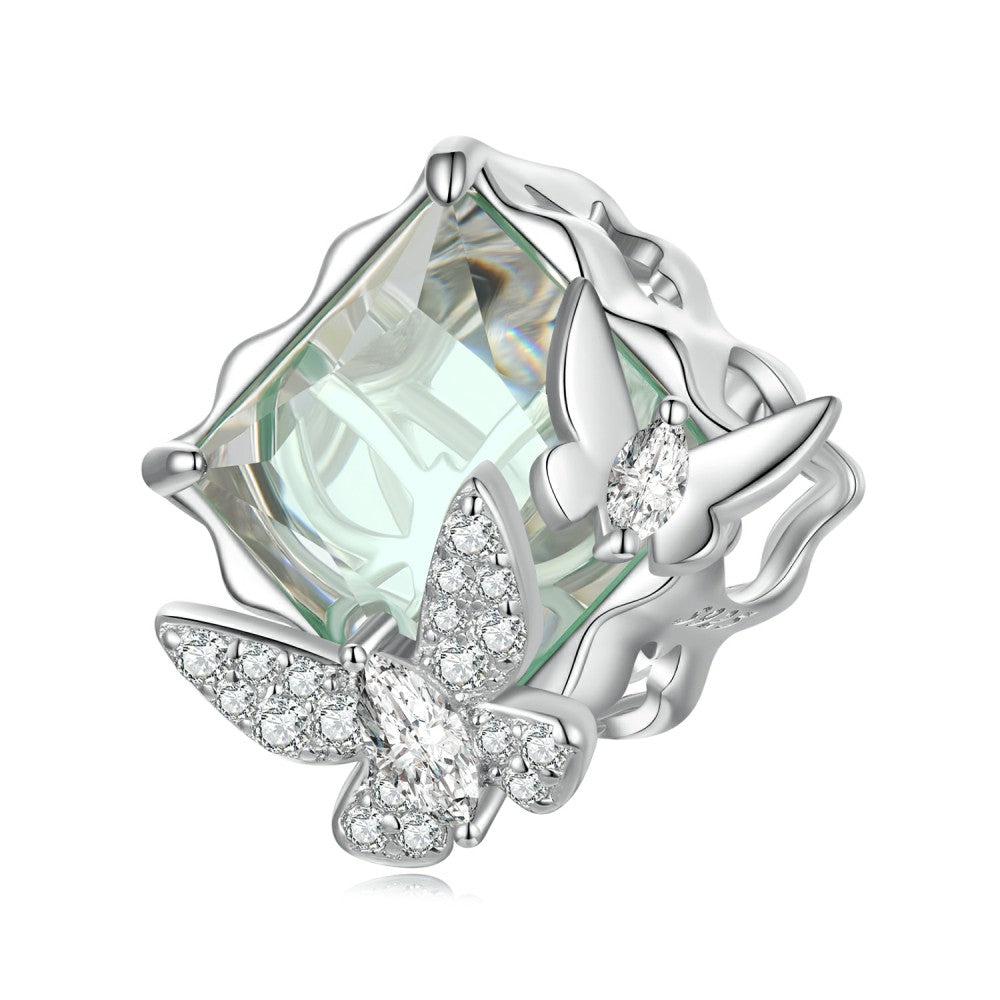 wizard of oz butterfly light green zircon charm 925 sterling silver xs2179