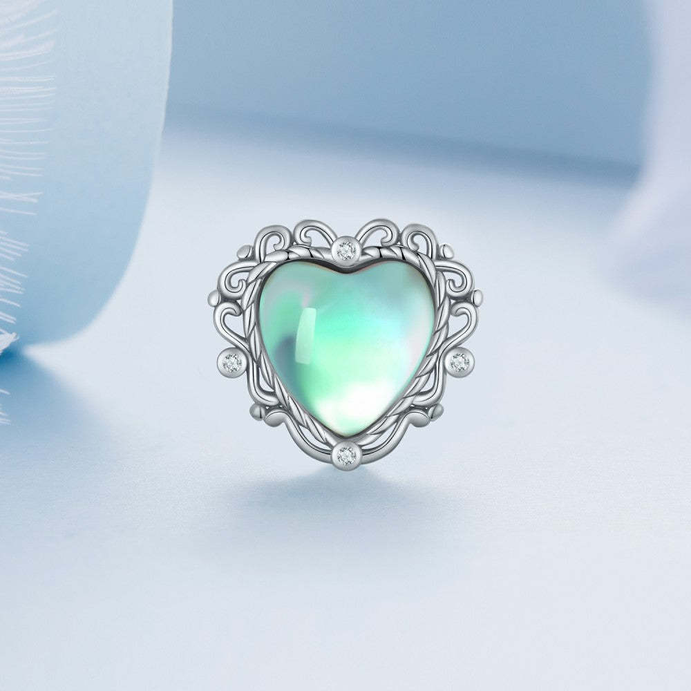 wizard of oz heart shape green charm 925 sterling silver xs2180