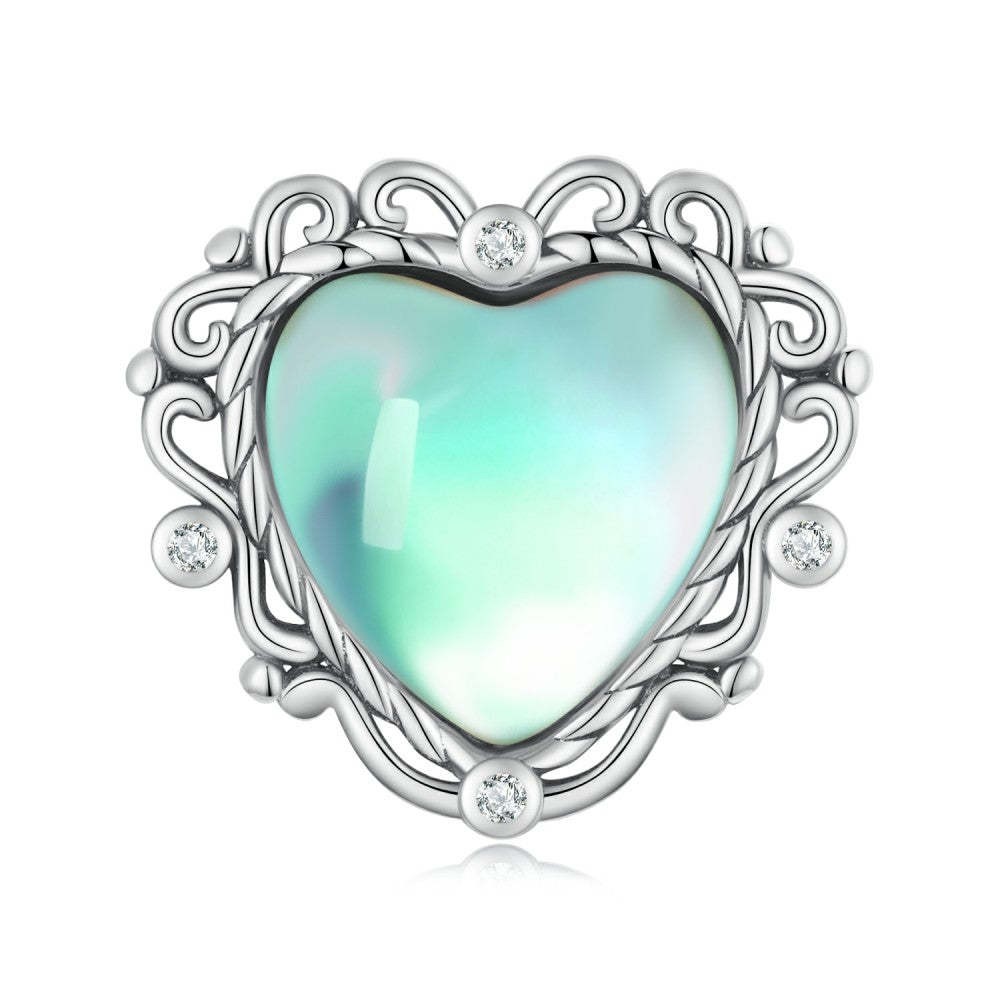 wizard of oz heart shape green charm 925 sterling silver xs2180
