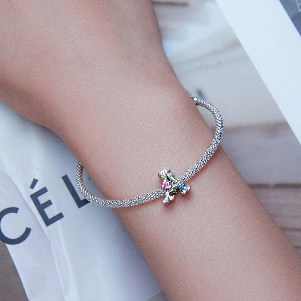 letter a flower colorful charm 925 sterling silver xs2181
