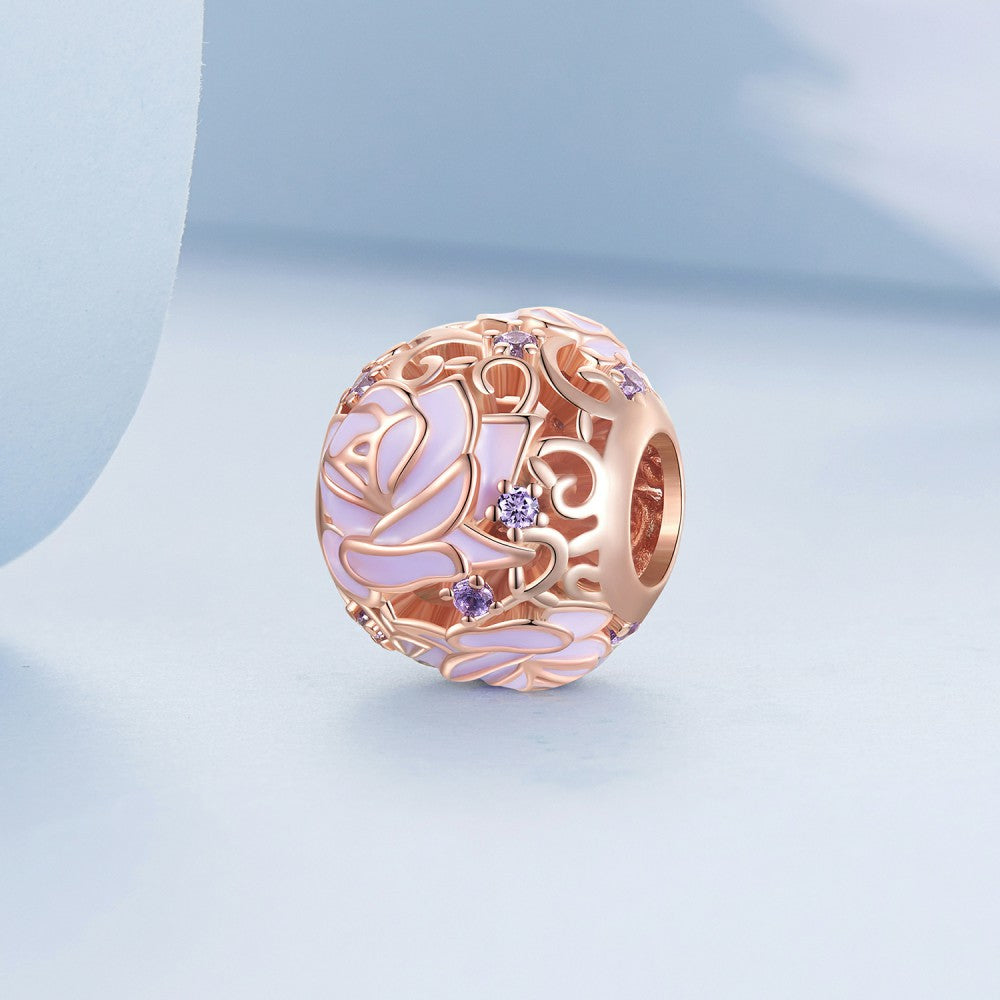 purple rose charm 925 sterling silver xs2186