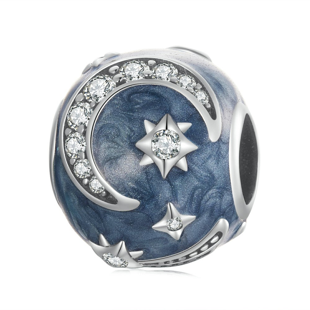 starry sky galaxy smoke blue charm 925 sterling silver xs2191