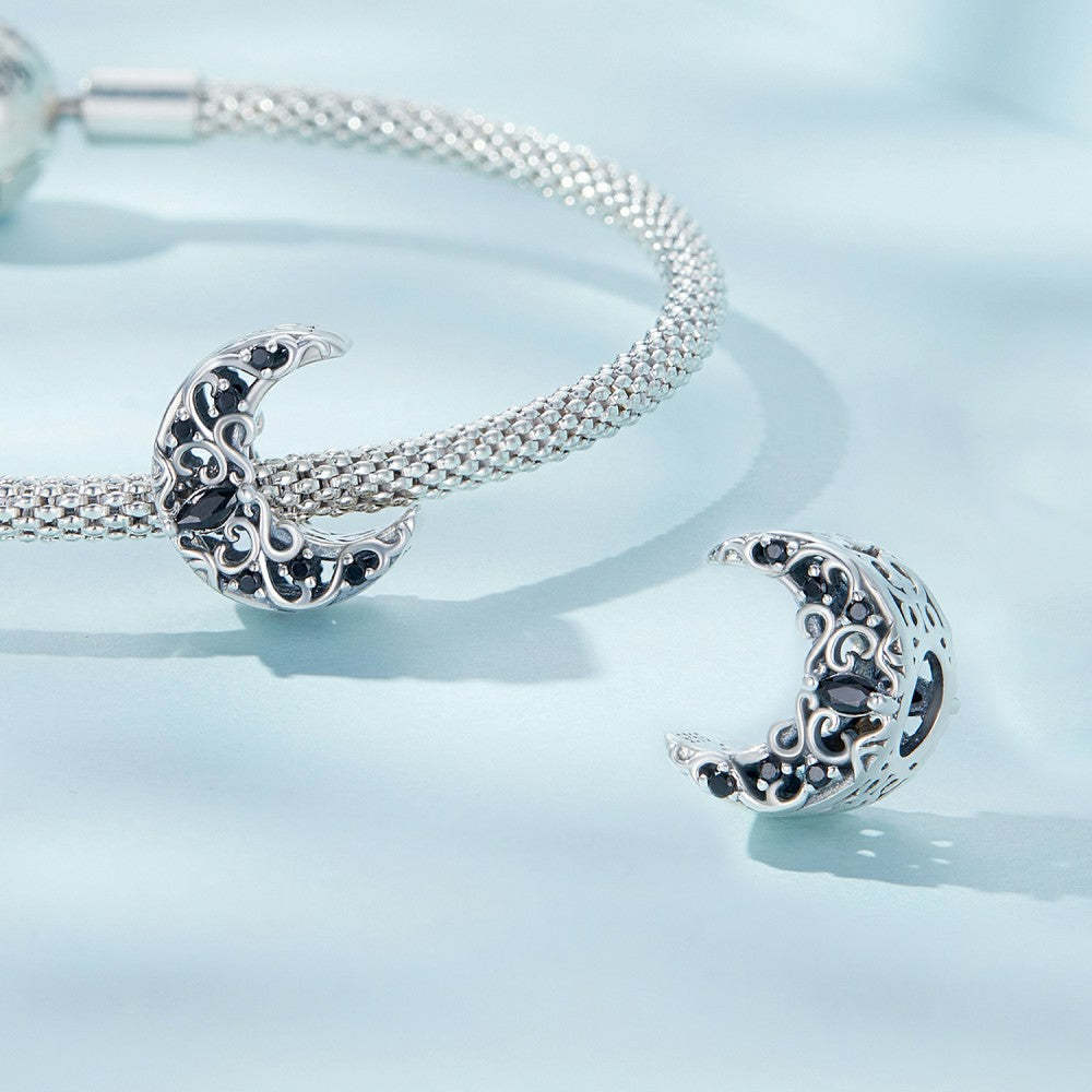 dark night moon charm 925 sterling silver xs2192