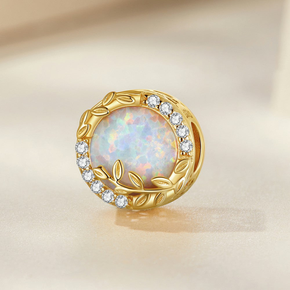 opal leaves gold charm 925 sterling silver xs2196