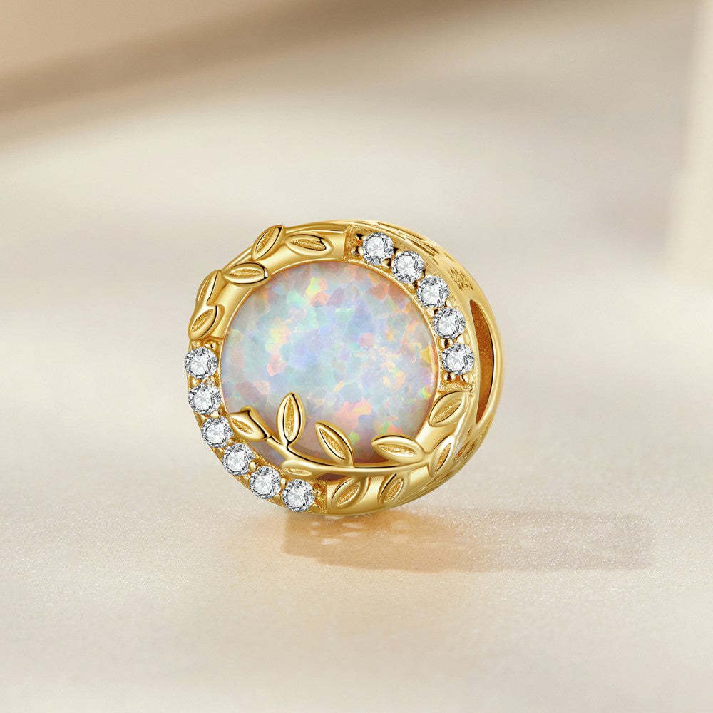 opal leaves gold charm 925 sterling silver xs2196