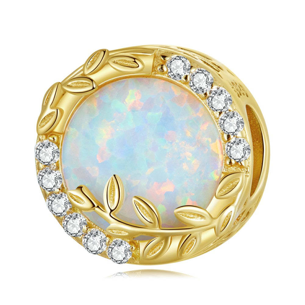 opal leaves gold charm 925 sterling silver xs2196