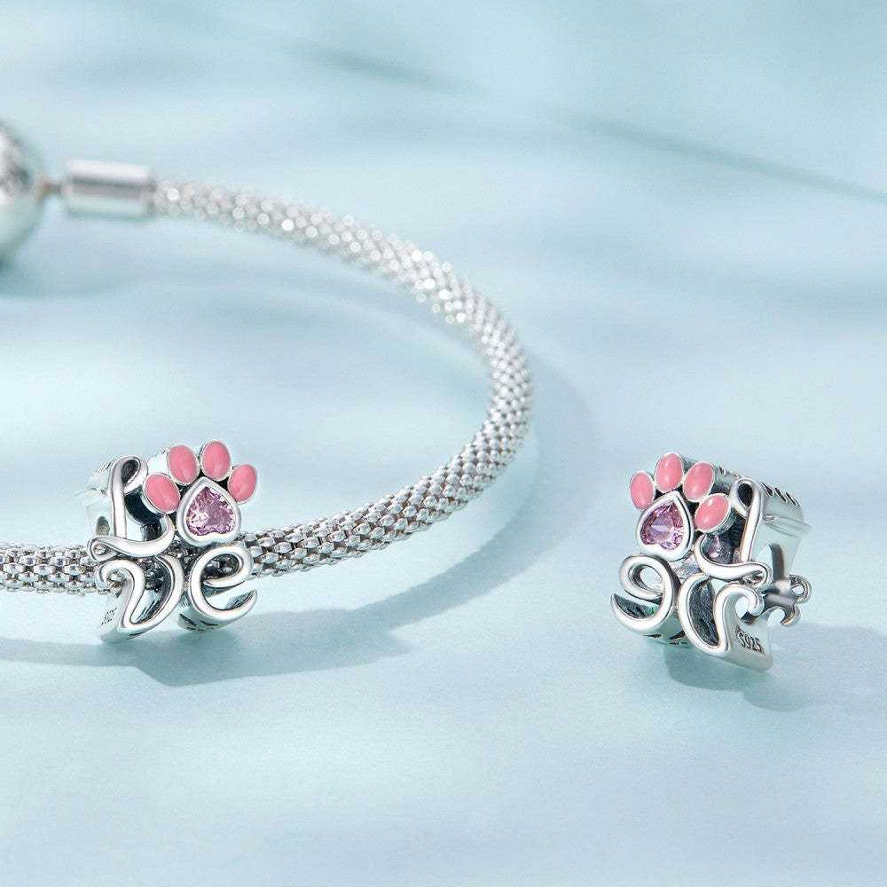 love cute claws pink charm 925 sterling silver xs2210