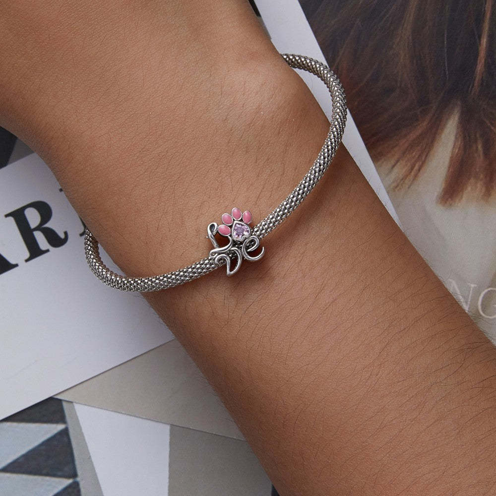 love cute claws pink charm 925 sterling silver xs2210
