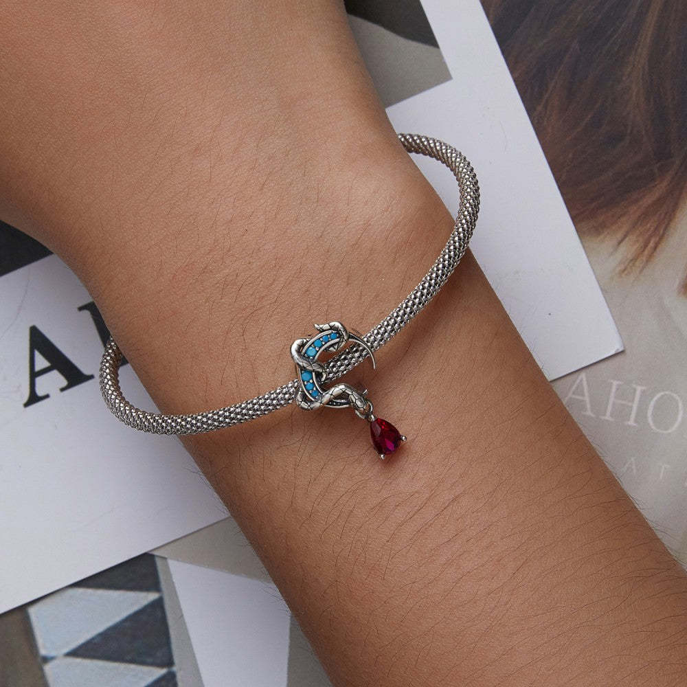 snake pink diamond charm 925 sterling silver xs2211