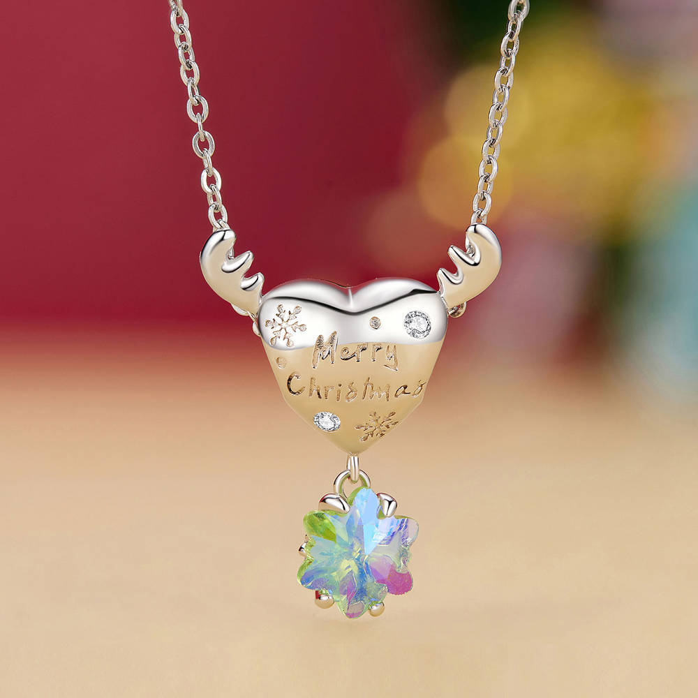 Elk Snowflake Charm Silver Christmas Gifts - soufeelmy
