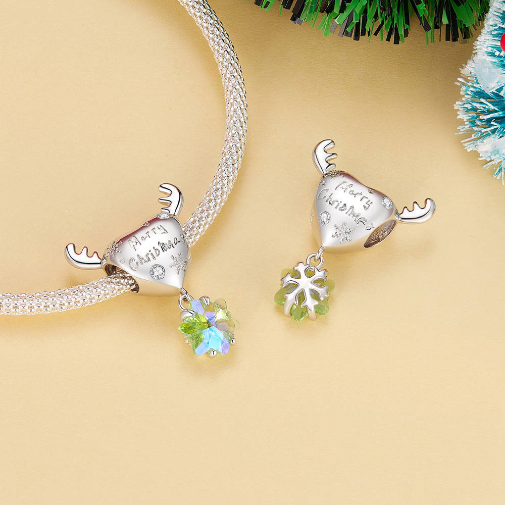 Elk Snowflake Charm Silver Christmas Gifts - soufeelmy